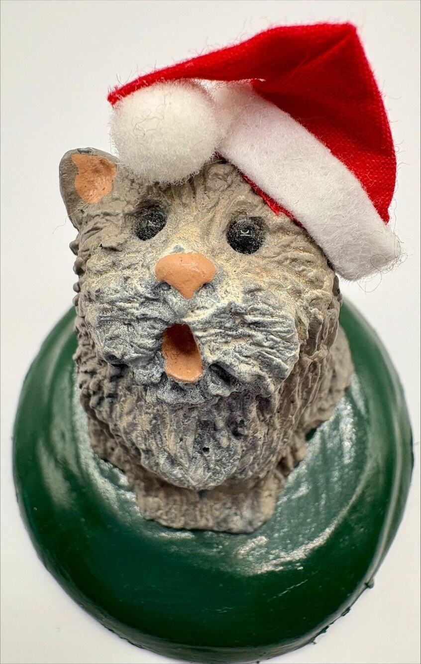 Byers Choice Carolers Cat with Santa Hat Dated 2000